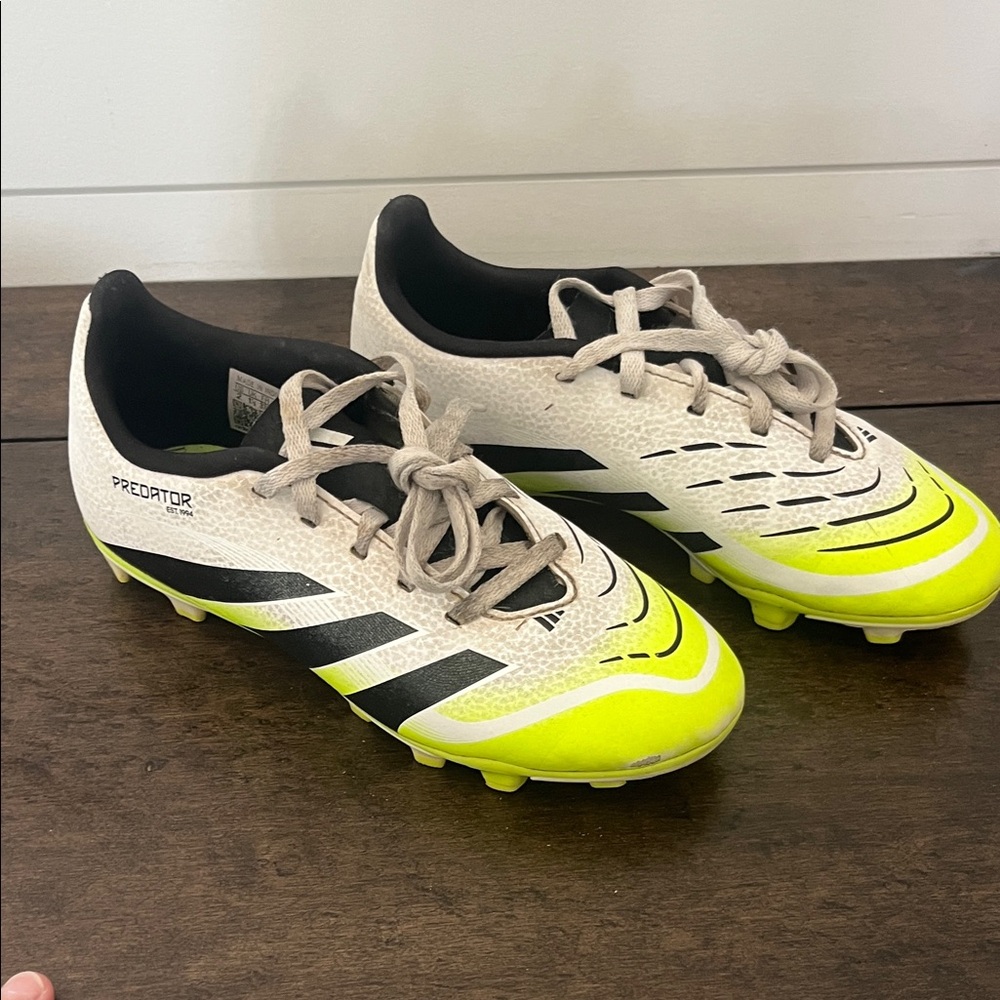 adidas Kids Predator Soccer Cleats in White and Neon Yellow